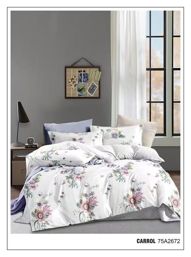 Floral King size Duvet cover, fitted bedsheet & 4 pillowcases set