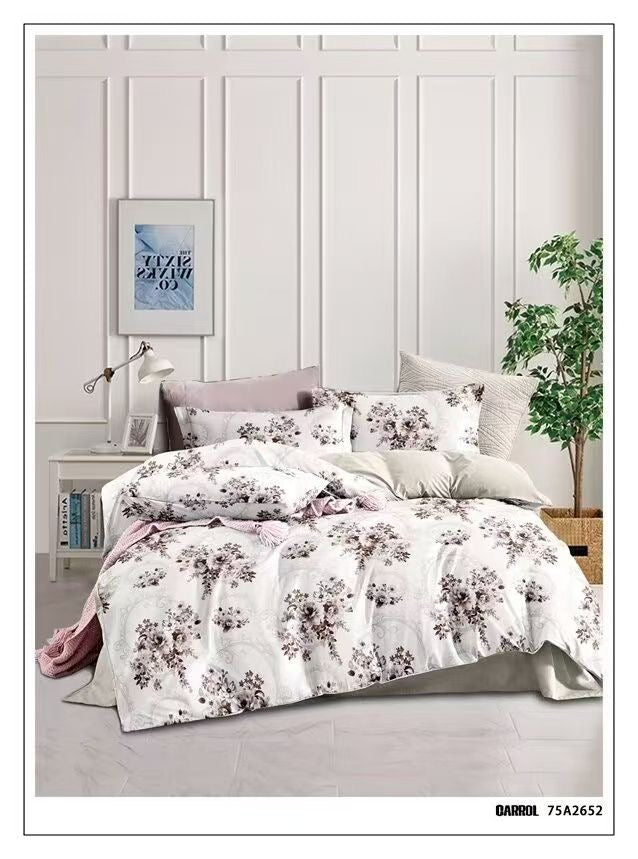 Floral King size Duvet cover, fitted bedsheet & 4 pillowcases set