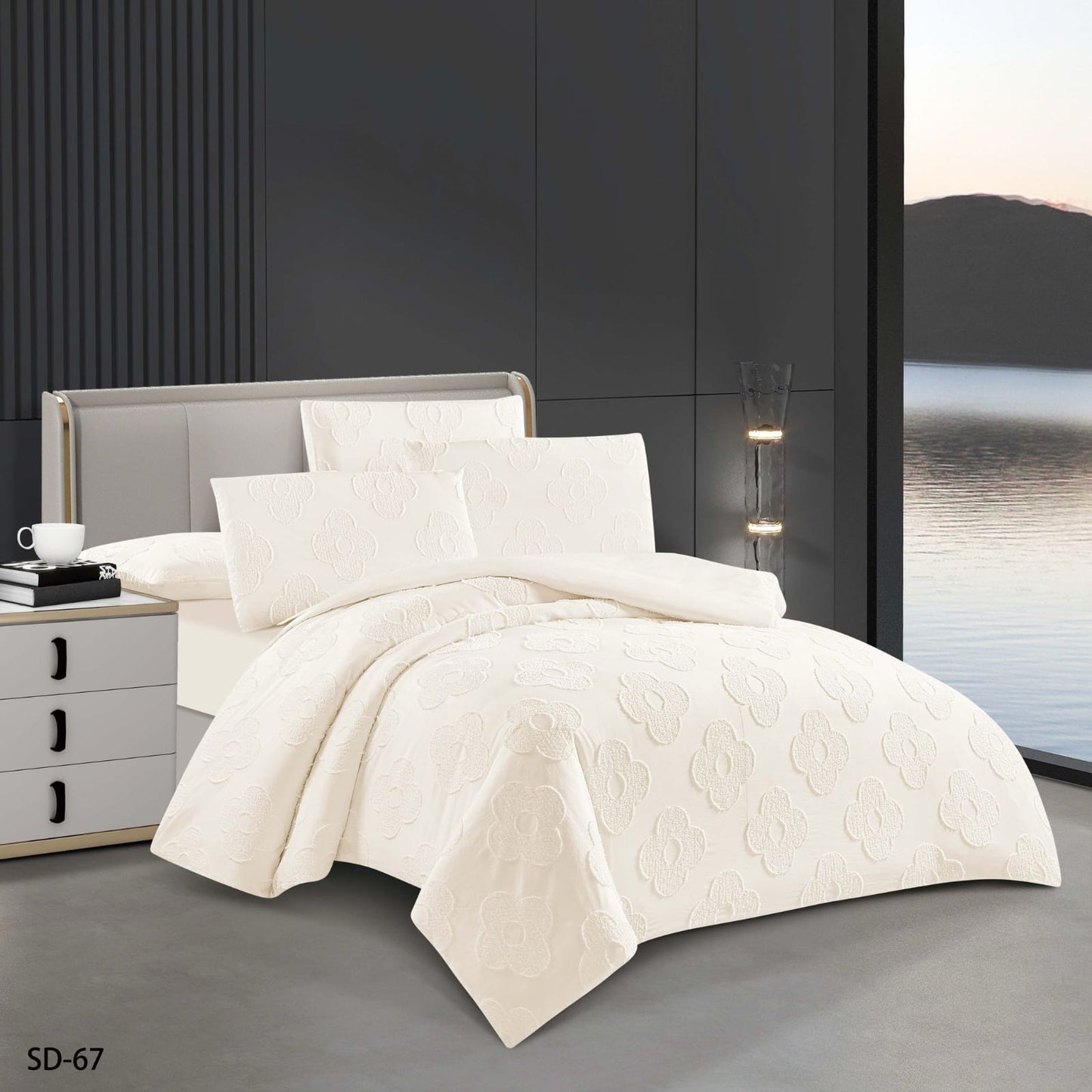 6-Piece Embroidered Duvet Cover Set – King Size | 100% Cotton