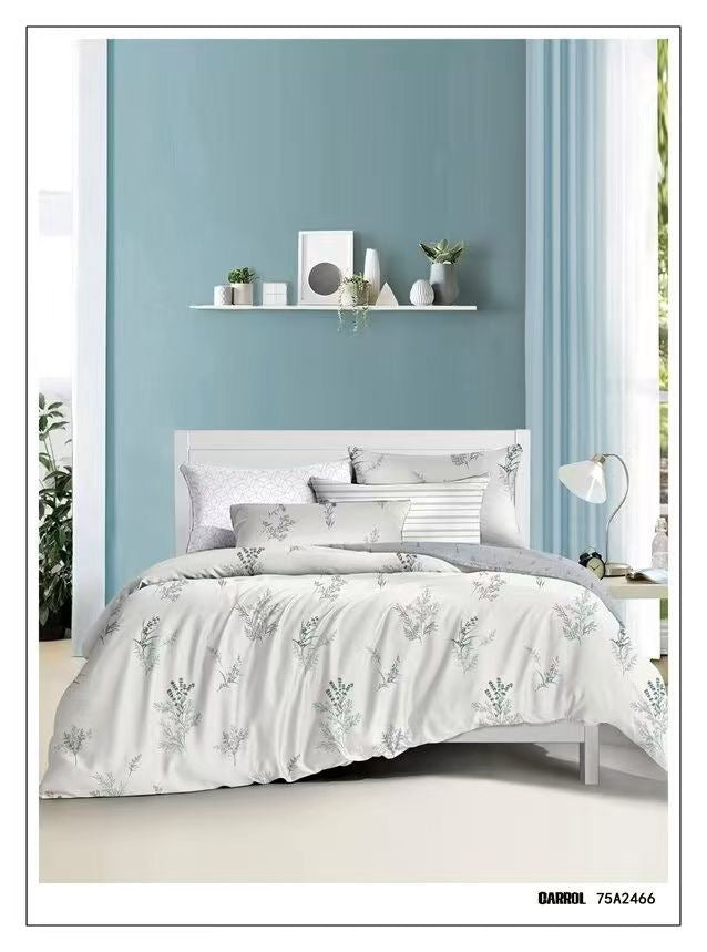Floral King size Duvet cover, fitted bedsheet & 4 pillowcases set