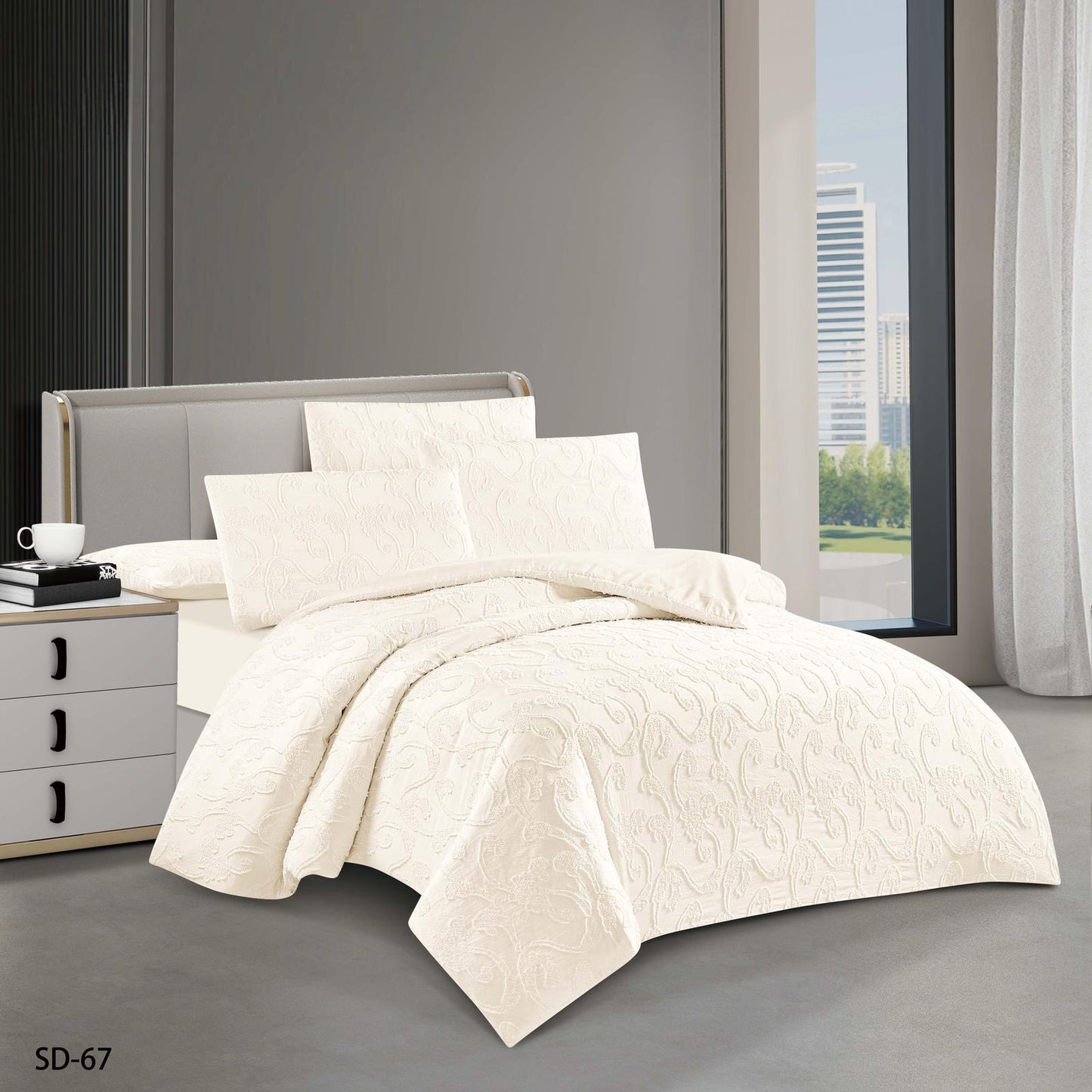 6-Piece Embroidered Duvet Cover Set – King Size | 100% Cotton
