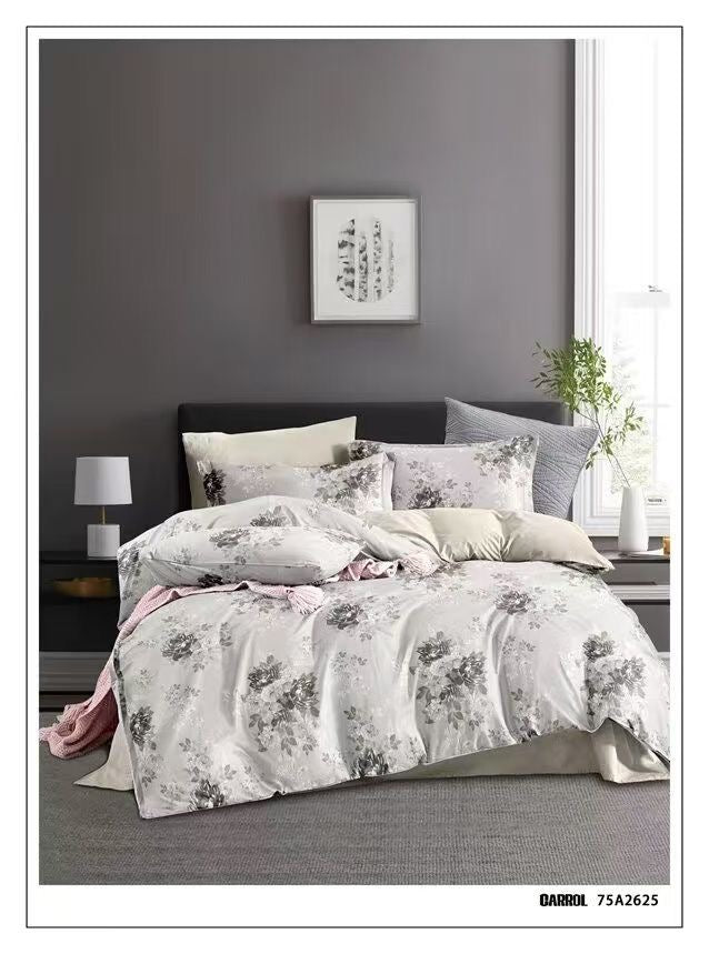 Floral King size Duvet cover, fitted bedsheet & 4 pillowcases set