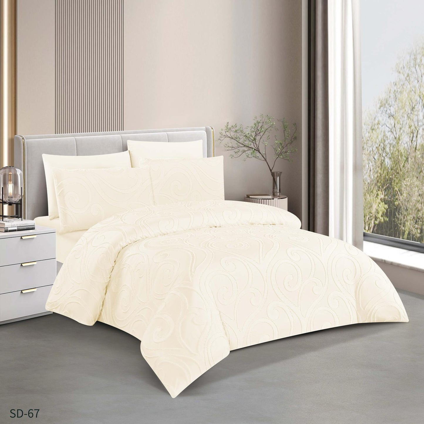6-Piece Embroidered Duvet Cover Set – King Size | 100% Cotton