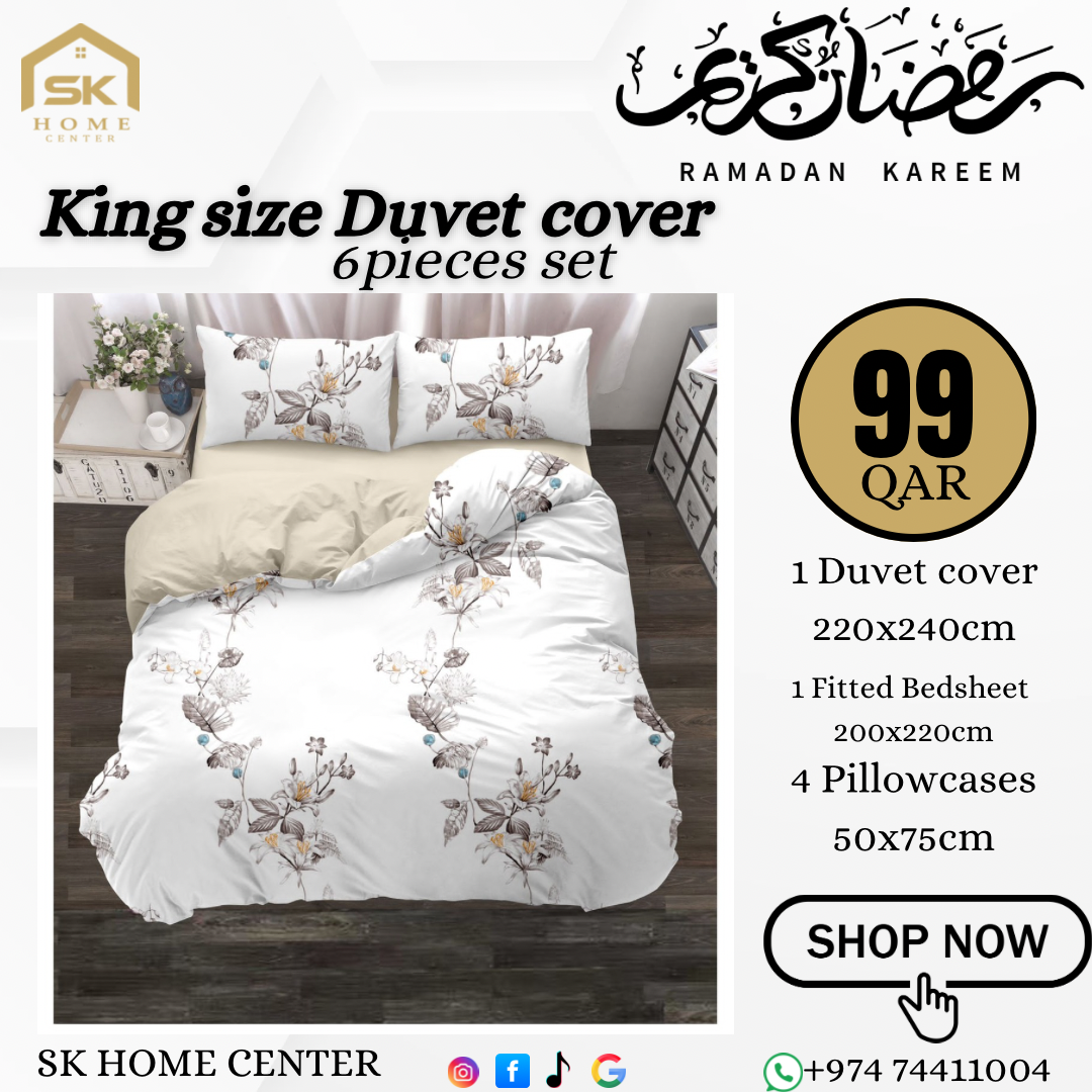طقم غطاء لحاف ساتان مقاس كينج 6 في 1