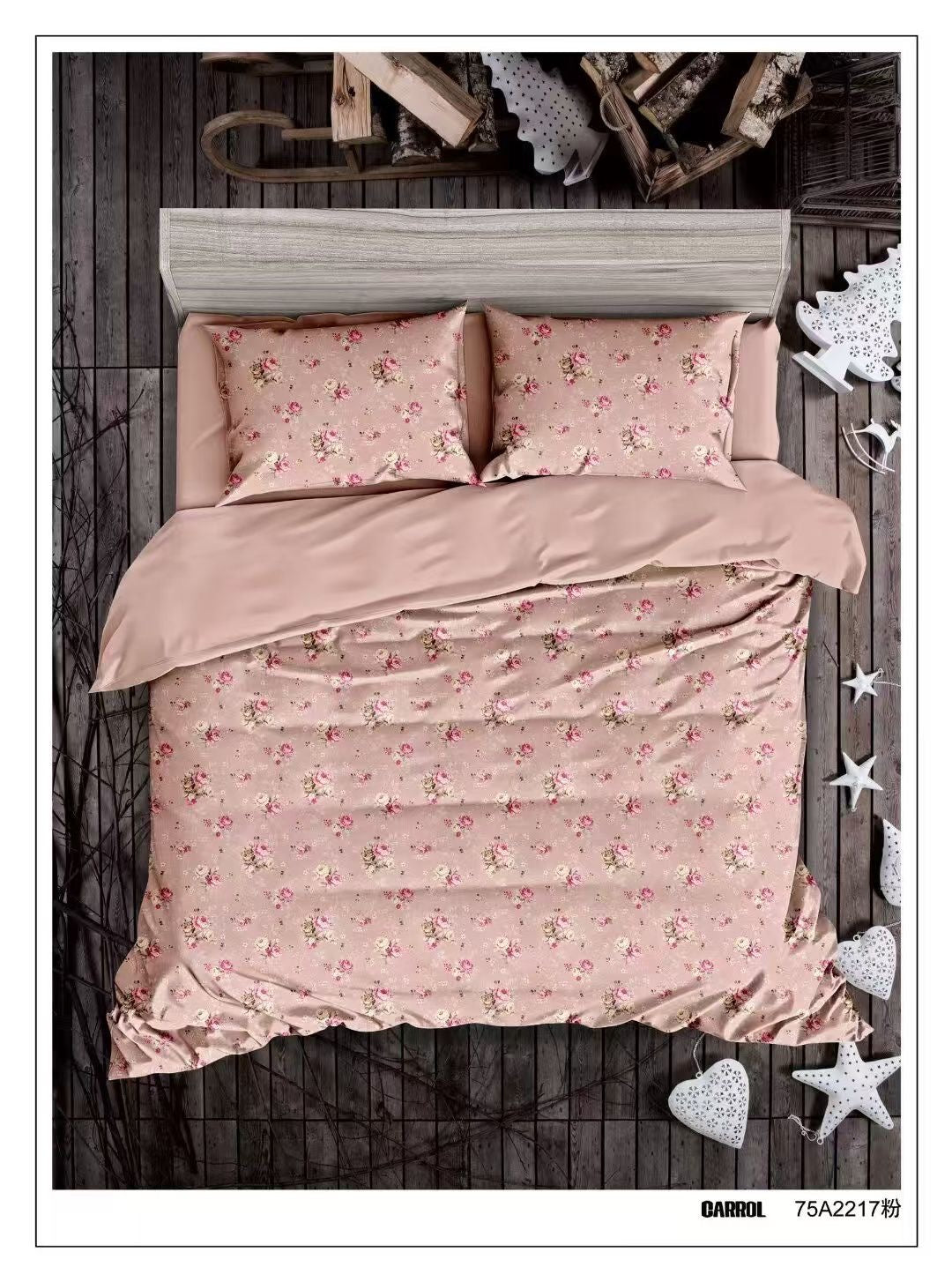 Floral King size Duvet cover, fitted bedsheet & 4 pillowcases set