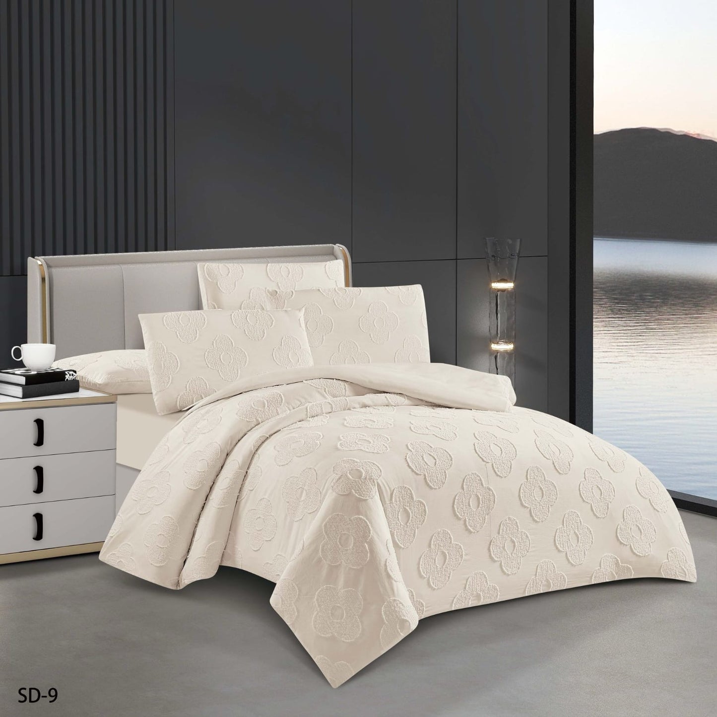 6-Piece Embroidered Duvet Cover Set – King Size | 100% Cotton