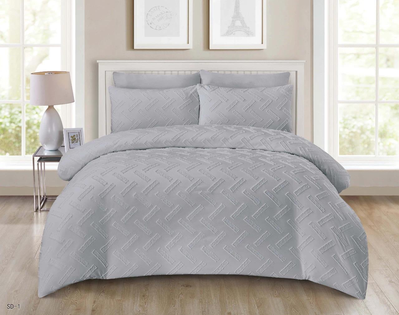King Size Comforter Set 6-Piece | Cotton Fabric with Embroidery | Bedding Set with Fitted Sheet and Pillowcases