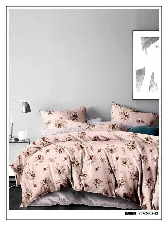 Floral King size Duvet cover, fitted bedsheet & 4 pillowcases set