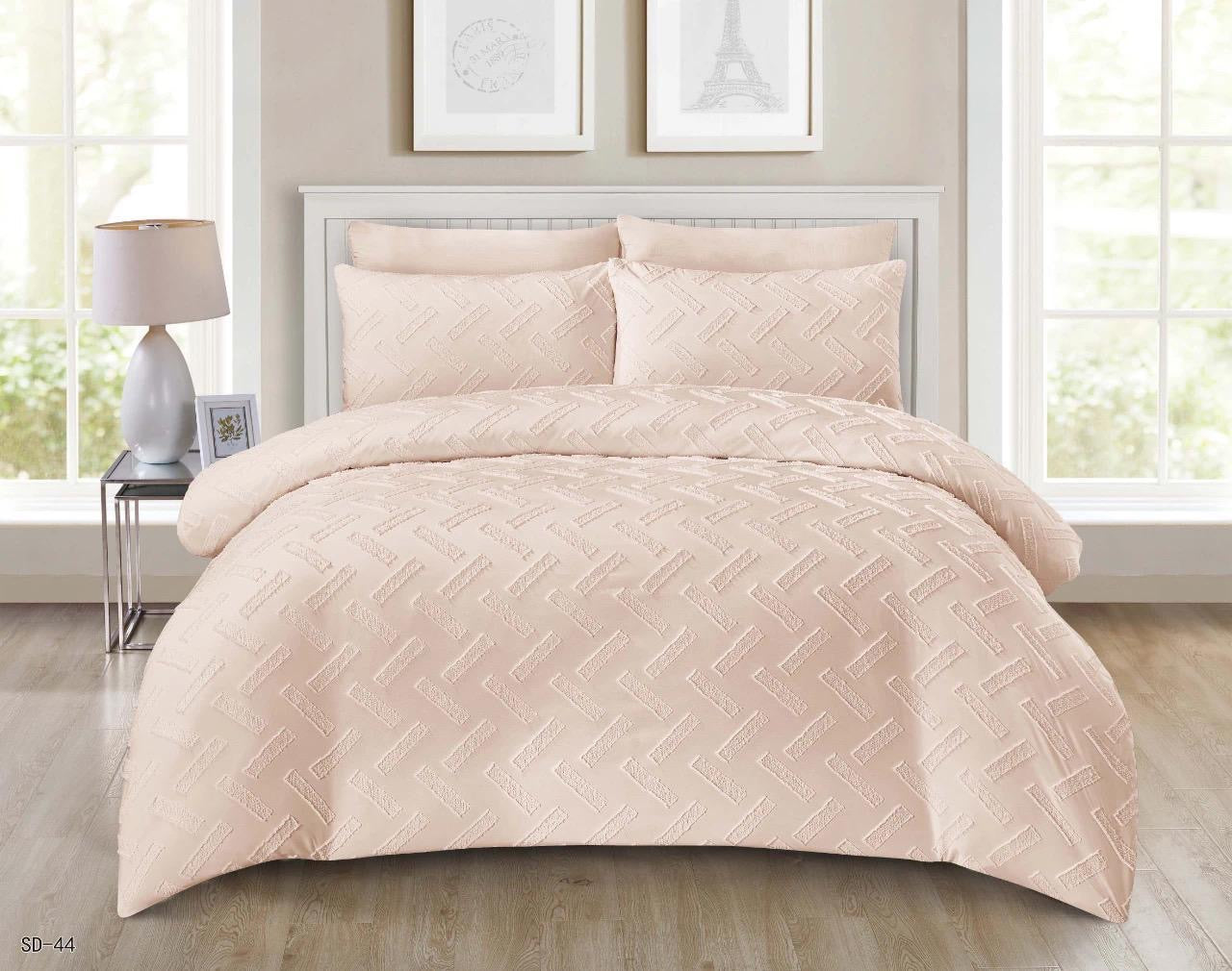 King Size Comforter Set 6-Piece | Cotton Fabric with Embroidery | Bedding Set with Fitted Sheet and Pillowcases