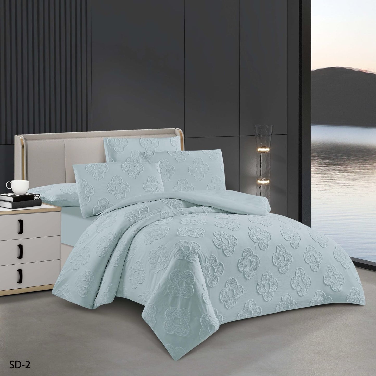 6-Piece Embroidered Duvet Cover Set – King Size | 100% Cotton