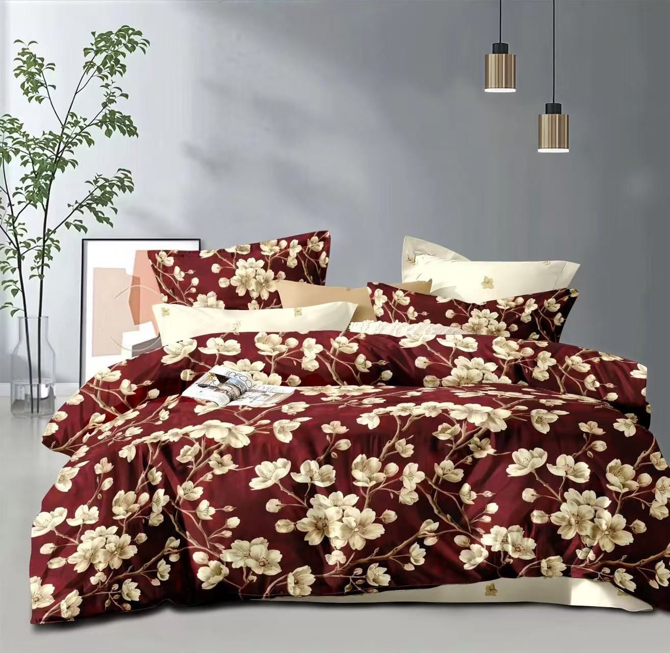 Floral print King size comforter 6 pieces set - 220 x 240cm