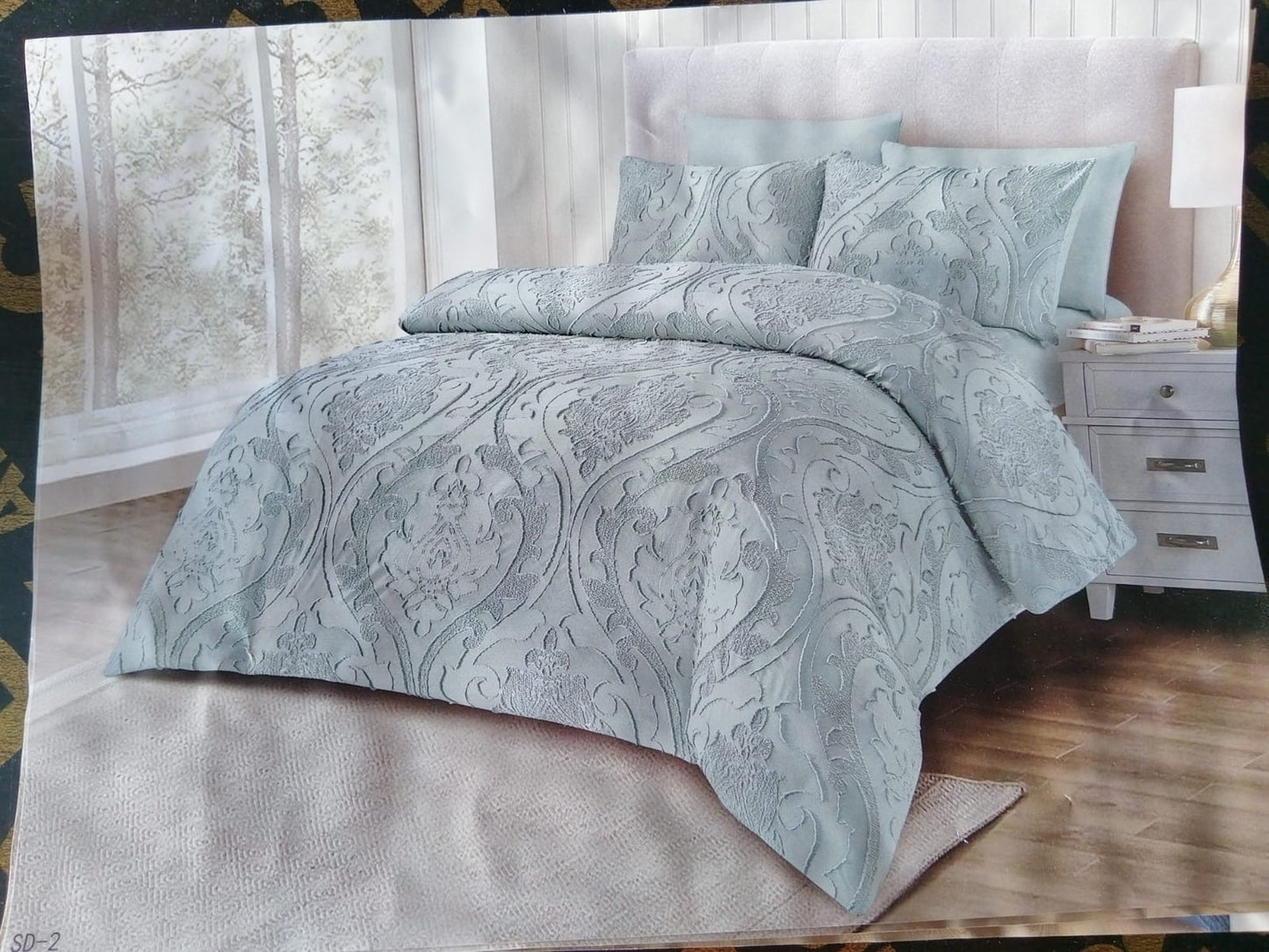 King Size Comforter Set 6-Piece | Cotton Fabric with Embroidery | Bedding Set with Fitted Sheet and Pillowcases