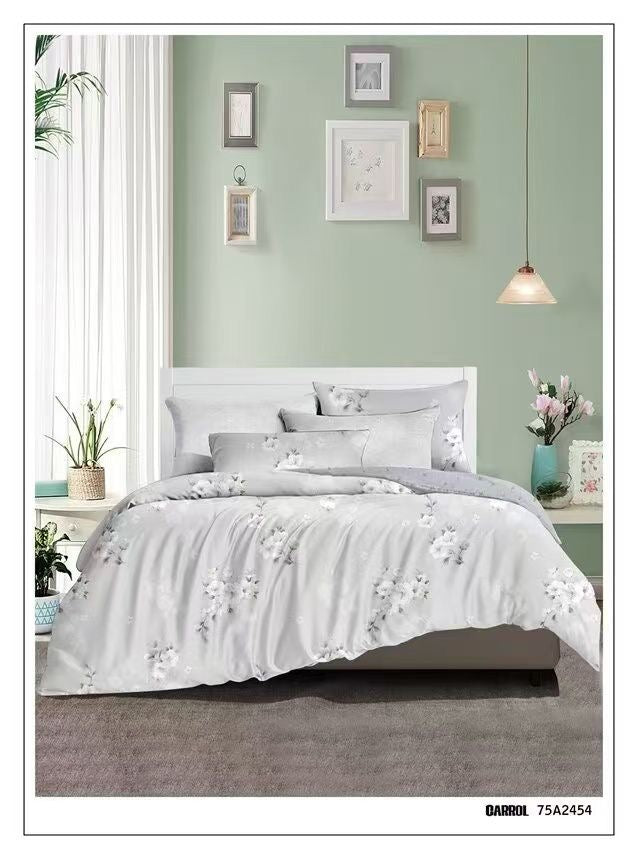 Floral King size Duvet cover, fitted bedsheet & 4 pillowcases set