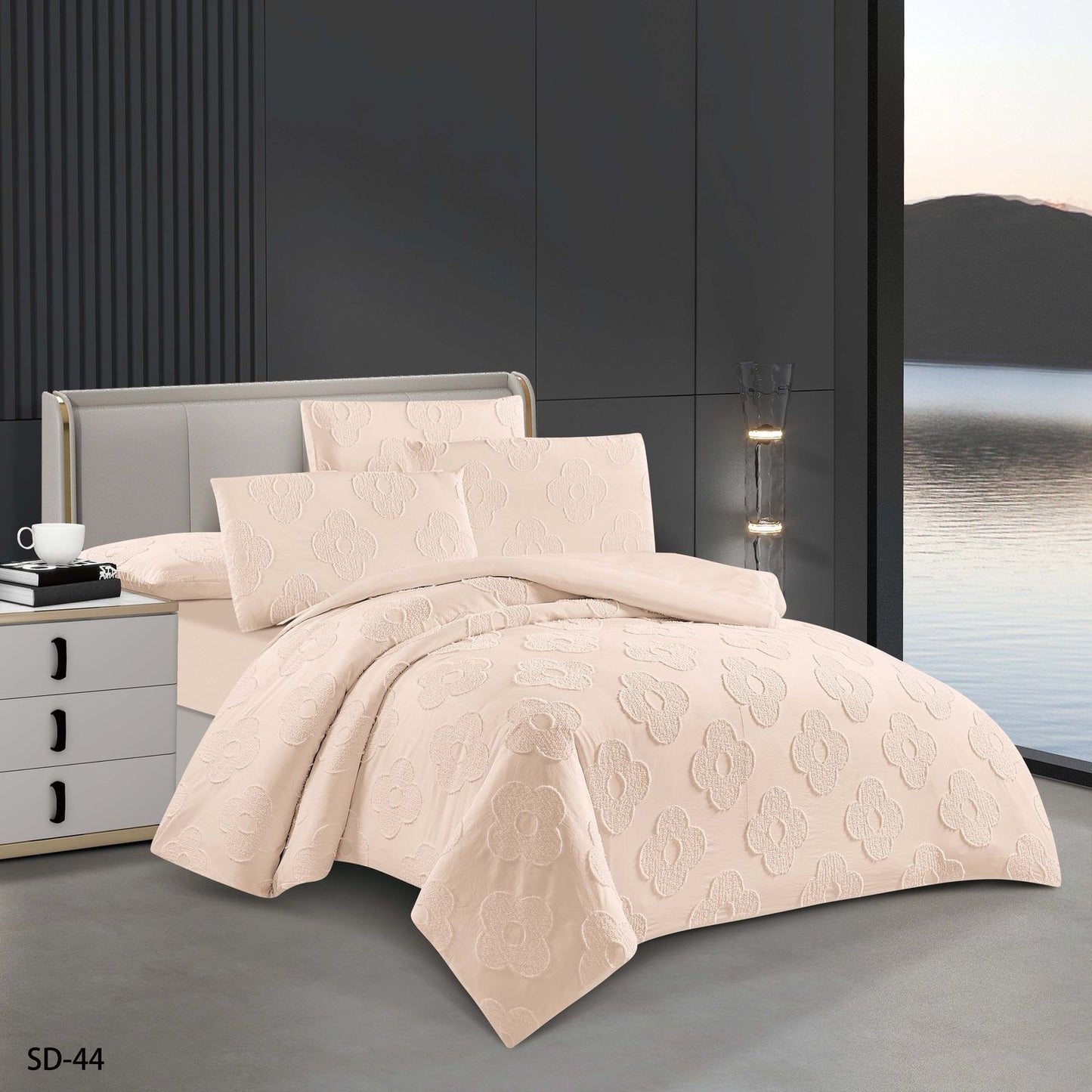 6-Piece Embroidered Duvet Cover Set – King Size | 100% Cotton