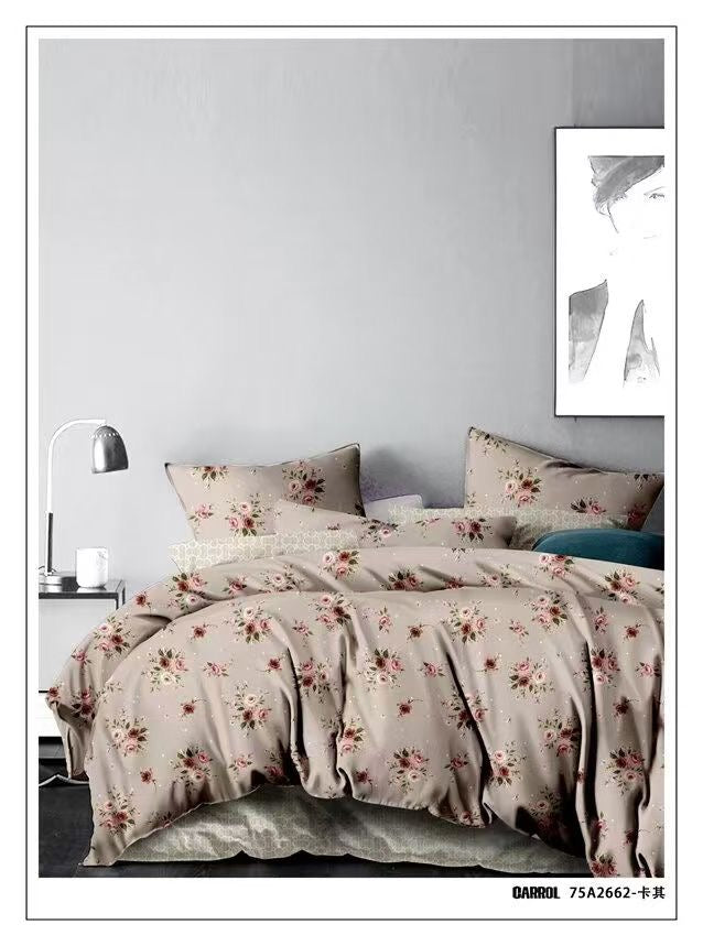 Floral King size Duvet cover, fitted bedsheet & 4 pillowcases set