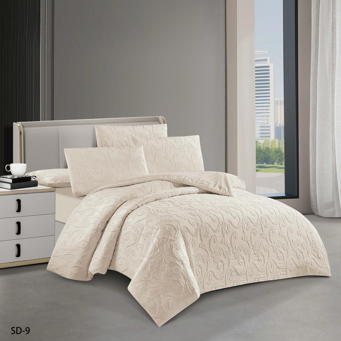 6-Piece Embroidered Duvet Cover Set – King Size | 100% Cotton