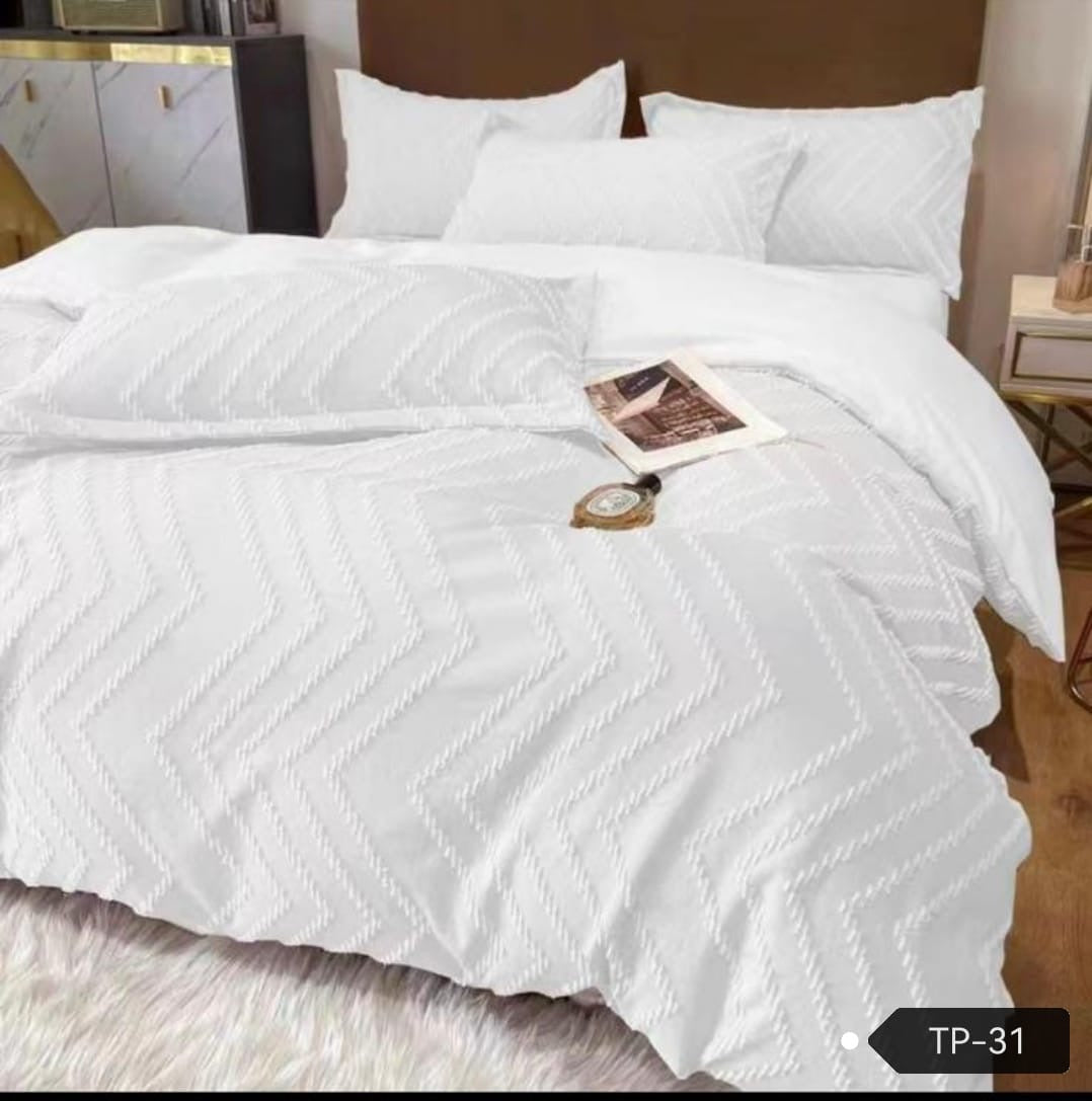 King Size Comforter Set 6-Piece | Cotton Fabric with Embroidery | Bedding Set with Fitted Sheet and Pillowcases