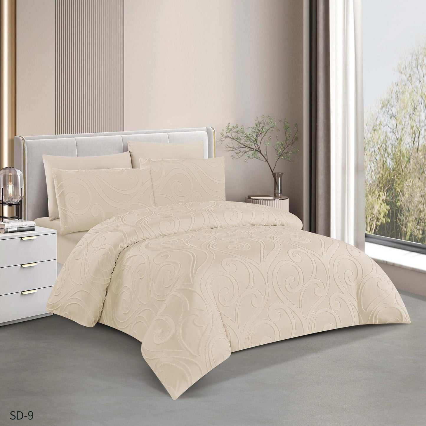 6-Piece Embroidered Duvet Cover Set – King Size | 100% Cotton