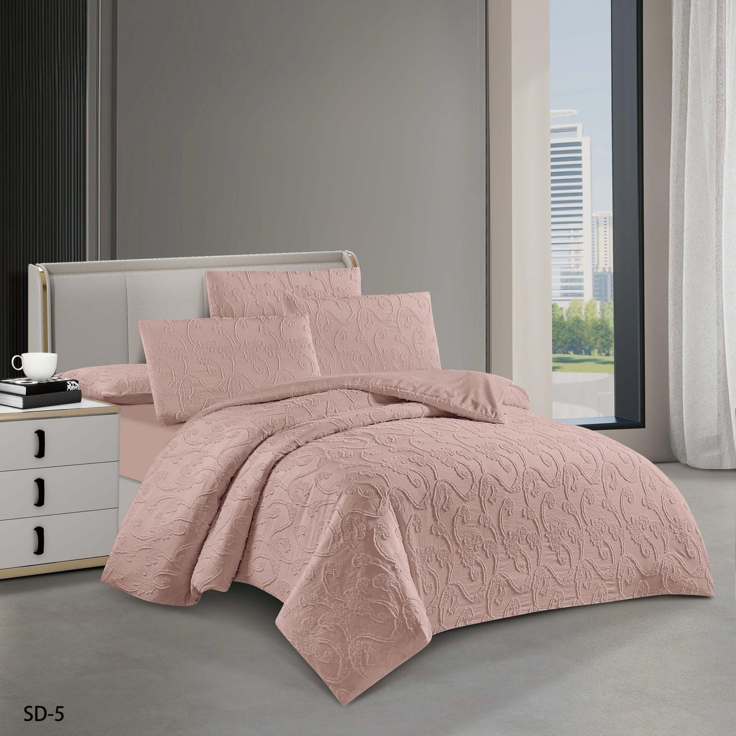 6-Piece Embroidered Duvet Cover Set – King Size | 100% Cotton