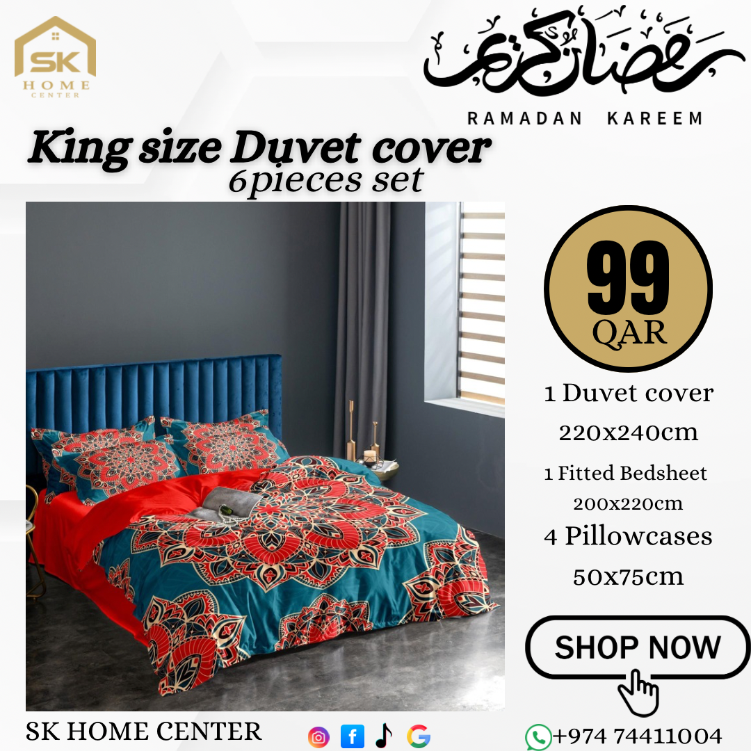 Silky soft satin King size duvet cover, fitted bedsheet, 4 pillowcases set
