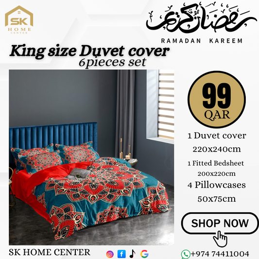 Silky soft satin King size duvet cover, fitted bedsheet, 4 pillowcases set
