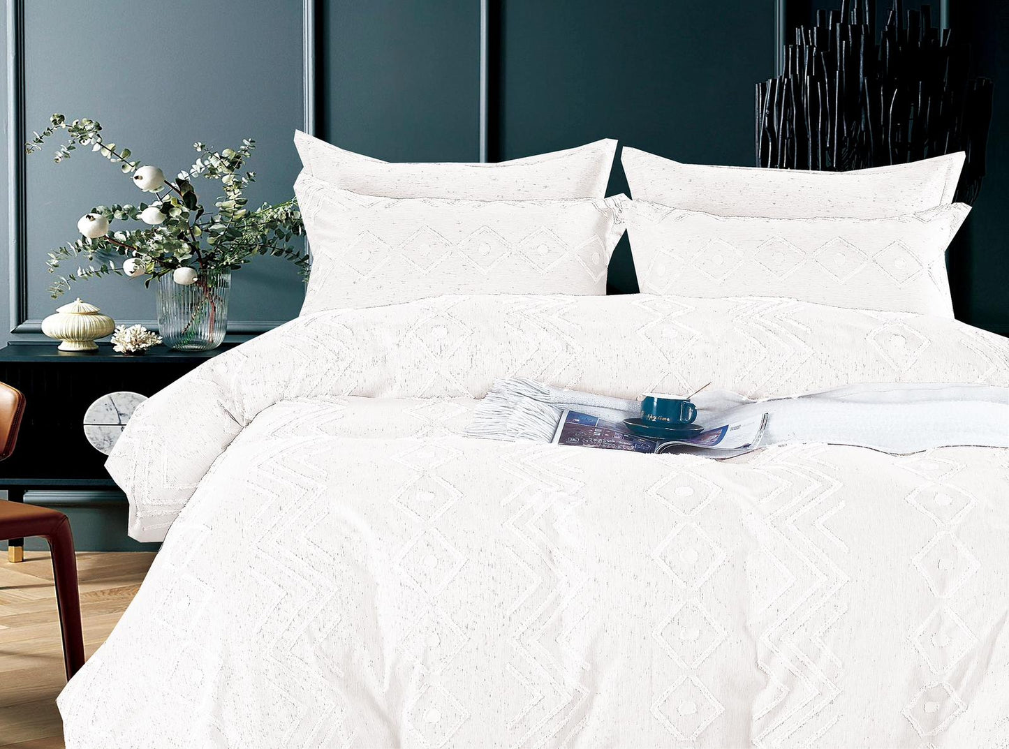 6-Piece Solid color Duvet Cover Set – King Size | Cotton - SK HOME CENTER