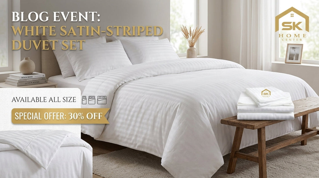 White striped duvet cover set