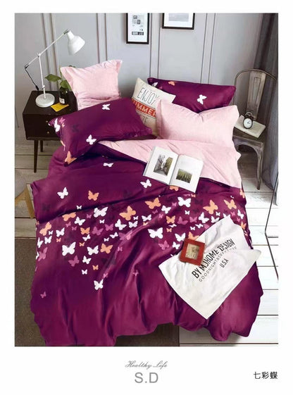 طقم لحاف مقاس كينج بنقشة زهور، 6 قطع - 220 × 240 سم