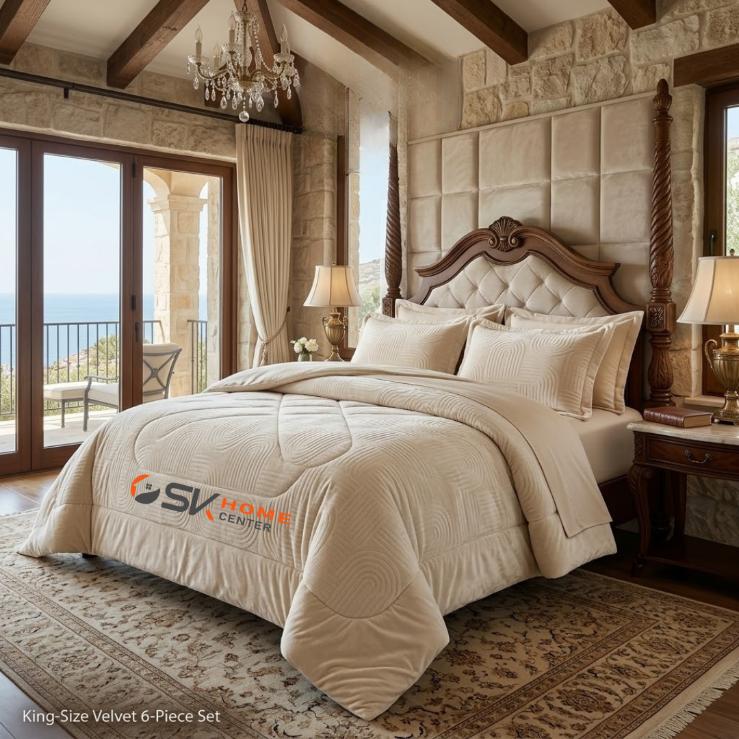 Premium Luxury Velvet 6-Piece Comforter Set – King Size