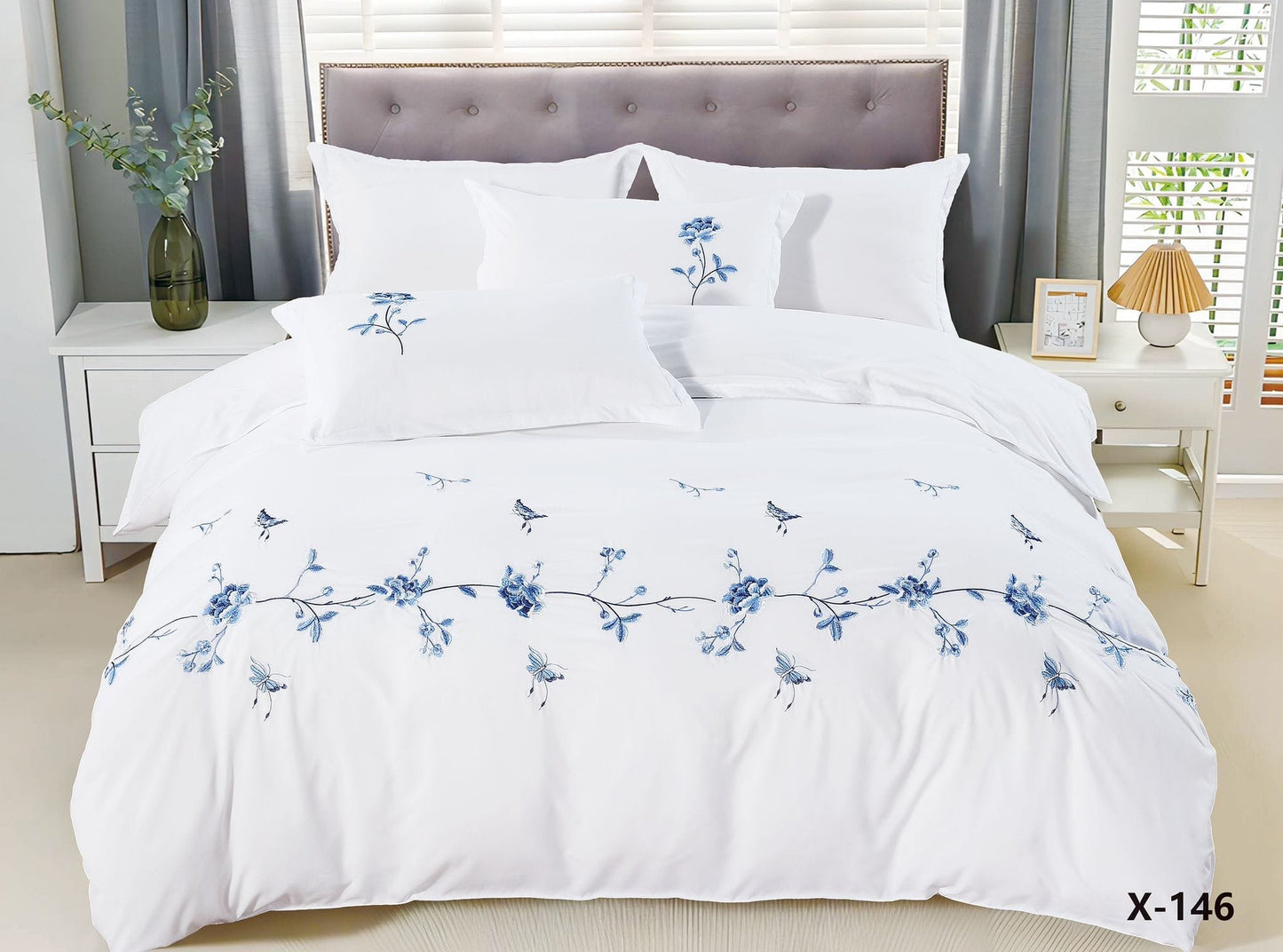 Embroidery designed premium cotton comforter 6pcs set-King