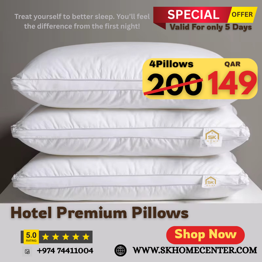 Hotel Premium Pillows 100% Cotton | 4Pillows QR 149!