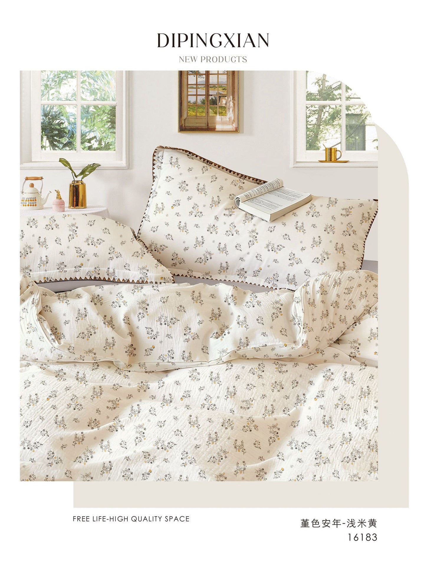 Premium Quality 100% cotton Fabric 6-Piece Floral Print Duvet cover Set- King Size bedding set