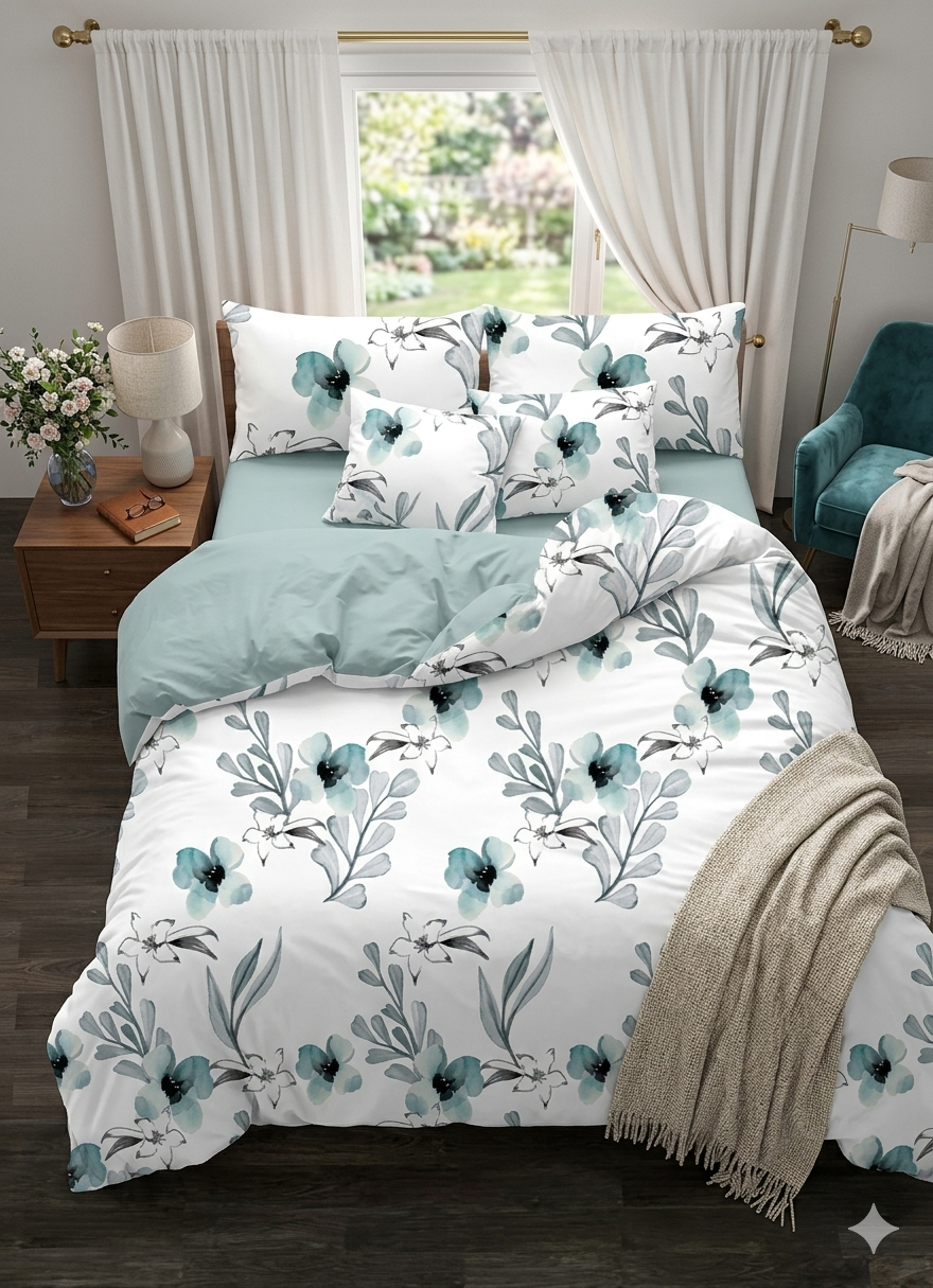 Floral King size comforter 6Pcs set - 220 x 240cm