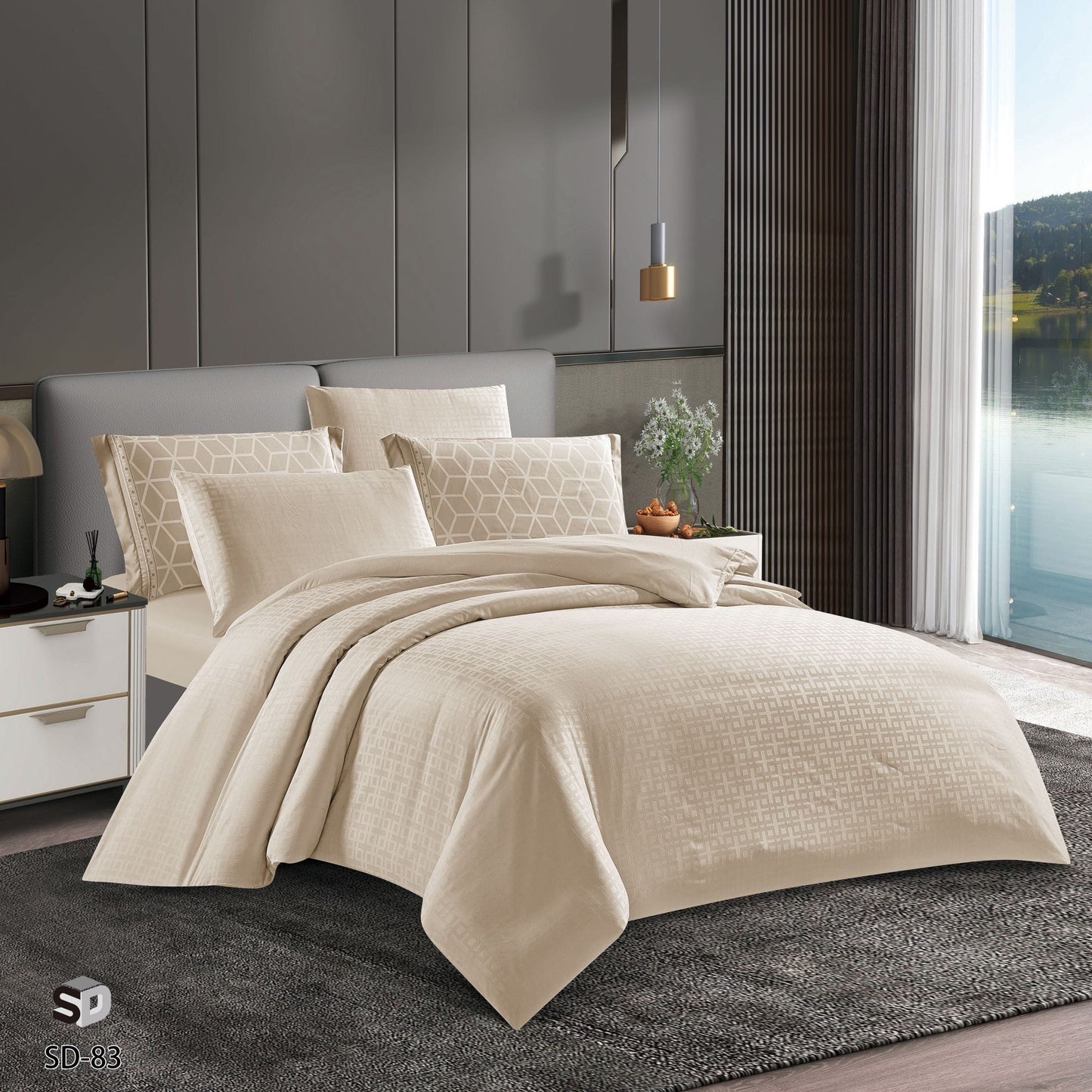 Luxury Silk Satin Comforter Set Queen Size 4PCS