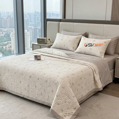 Floral Premium Quality cotton Light weight Quilted Bedspread Set - 6Piece King Size (220x240cm)