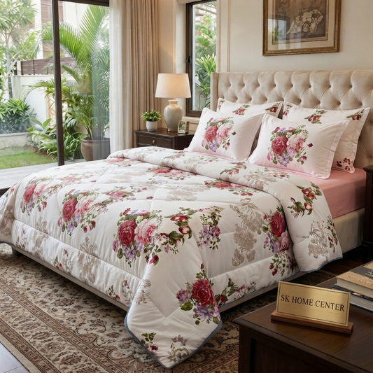 Floral 6-Piece Cotton Comforter Set | King Size Bedding Set - SK HOME CENTER