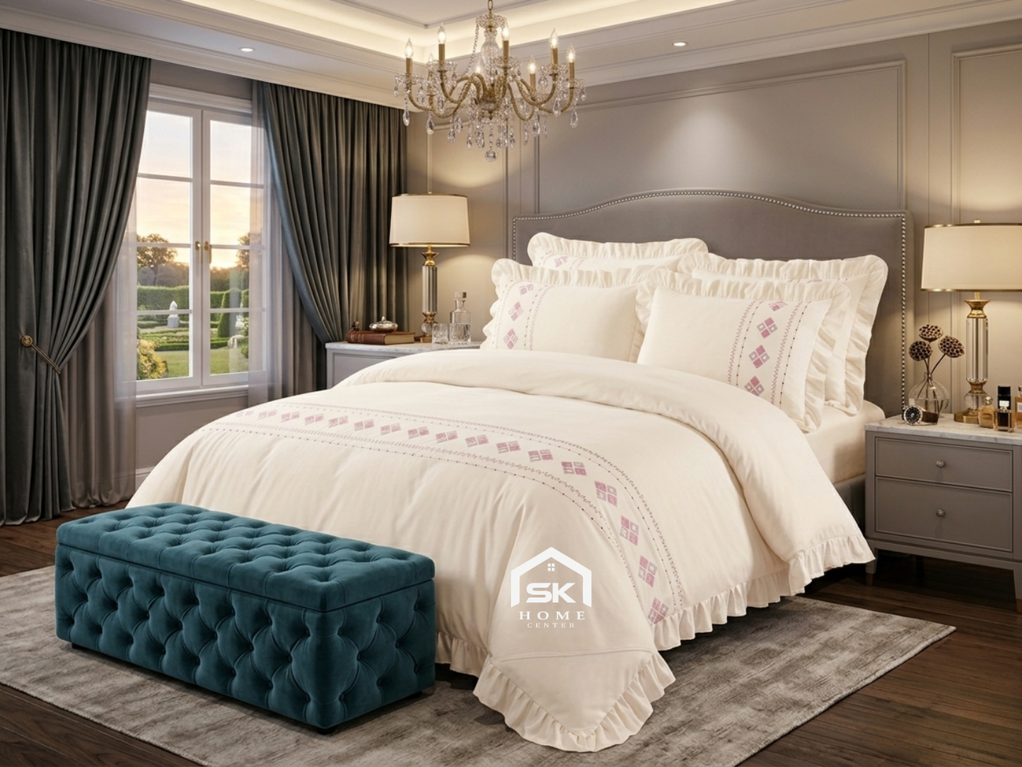 Luxury King Size Embroidery Comforter – Premium 6 Pieces Set (220×240 CM)