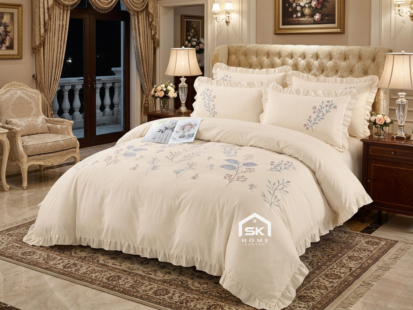Luxury King Size Embroidery Comforter – Premium 6 Pieces Set (220×240 CM)