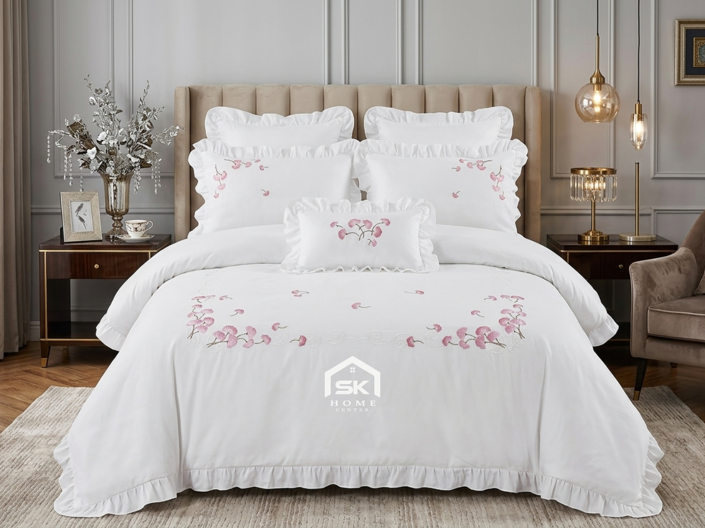 Luxury King Size Embroidery Comforter – Premium 6 Pieces Set (220×240 CM)