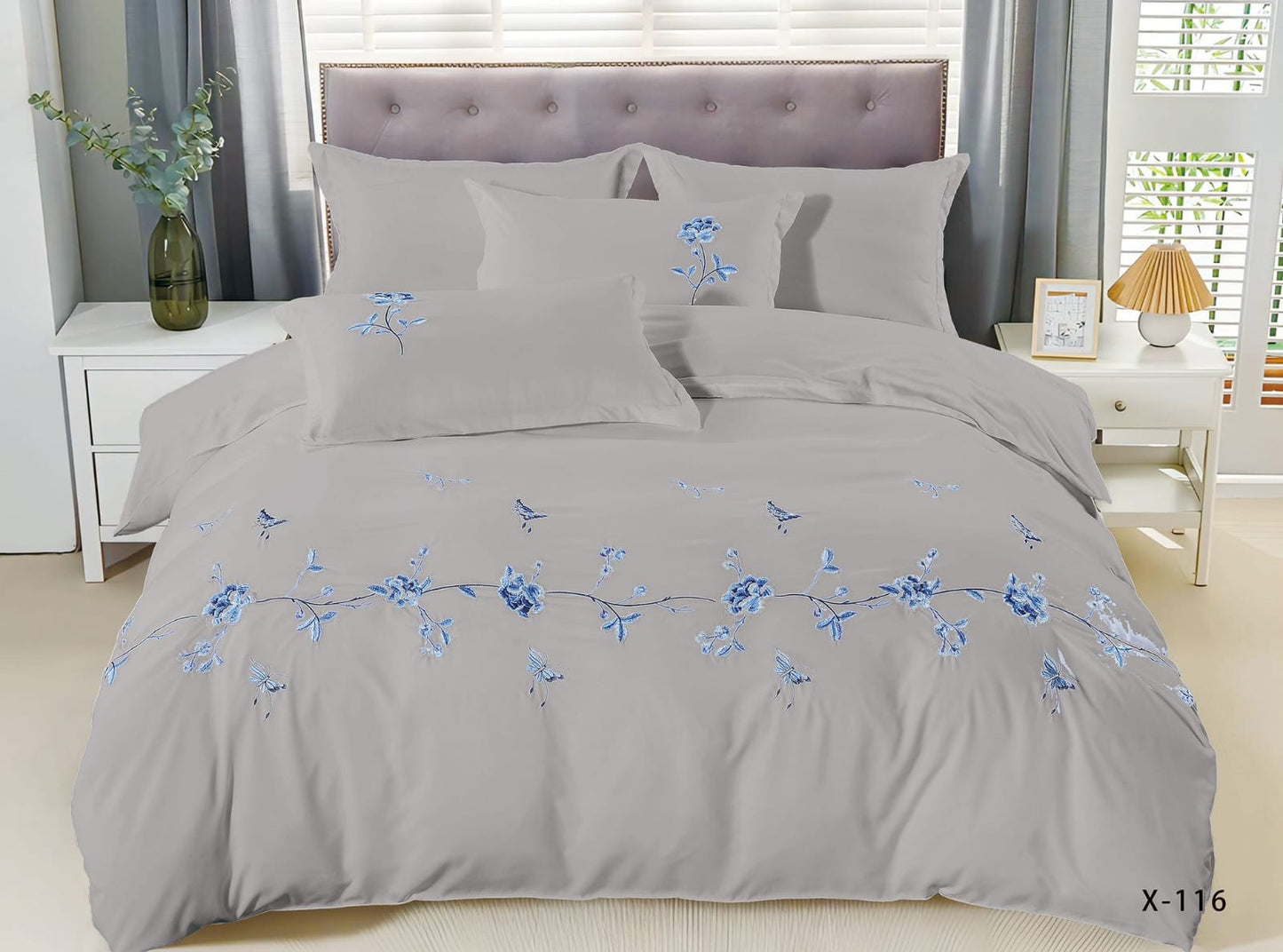 Embroidery designed premium cotton comforter 6pcs set-King