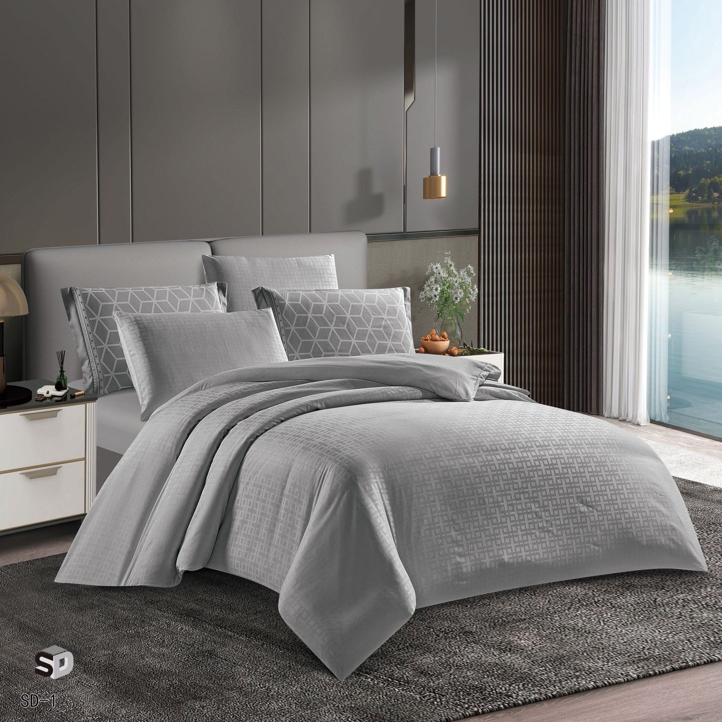Luxury Silk Satin Comforter Set Queen Size 4PCS