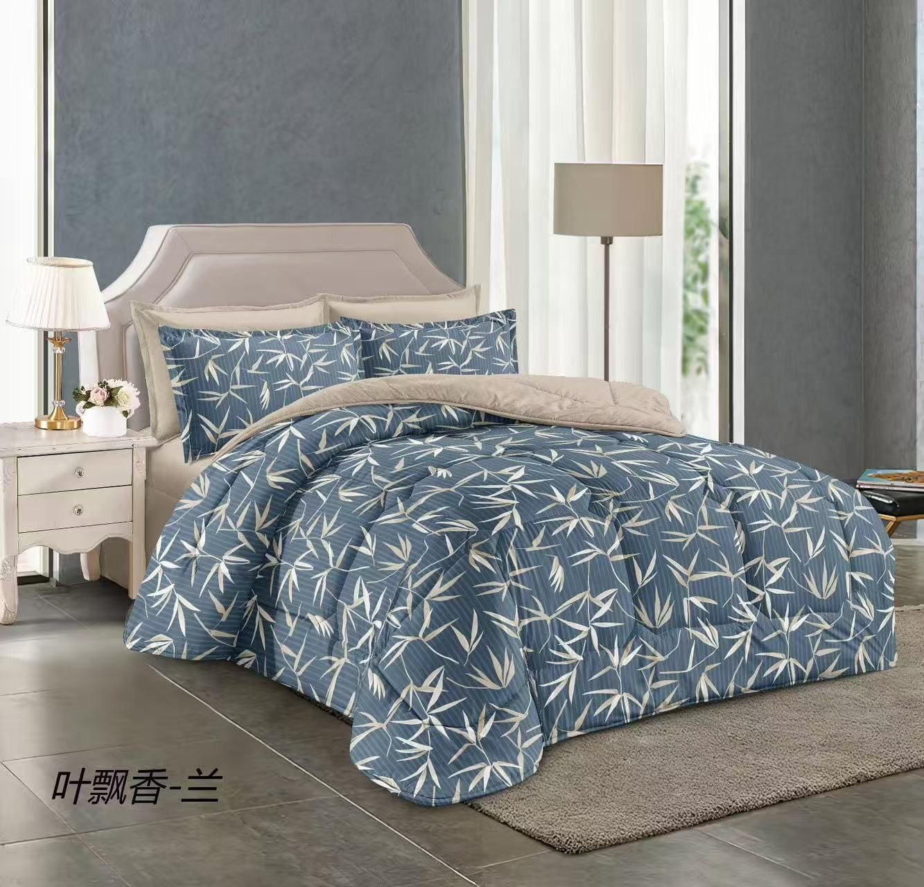 طقم لحاف مقاس كينج بنقشة زهور، 6 قطع - 220 × 240 سم