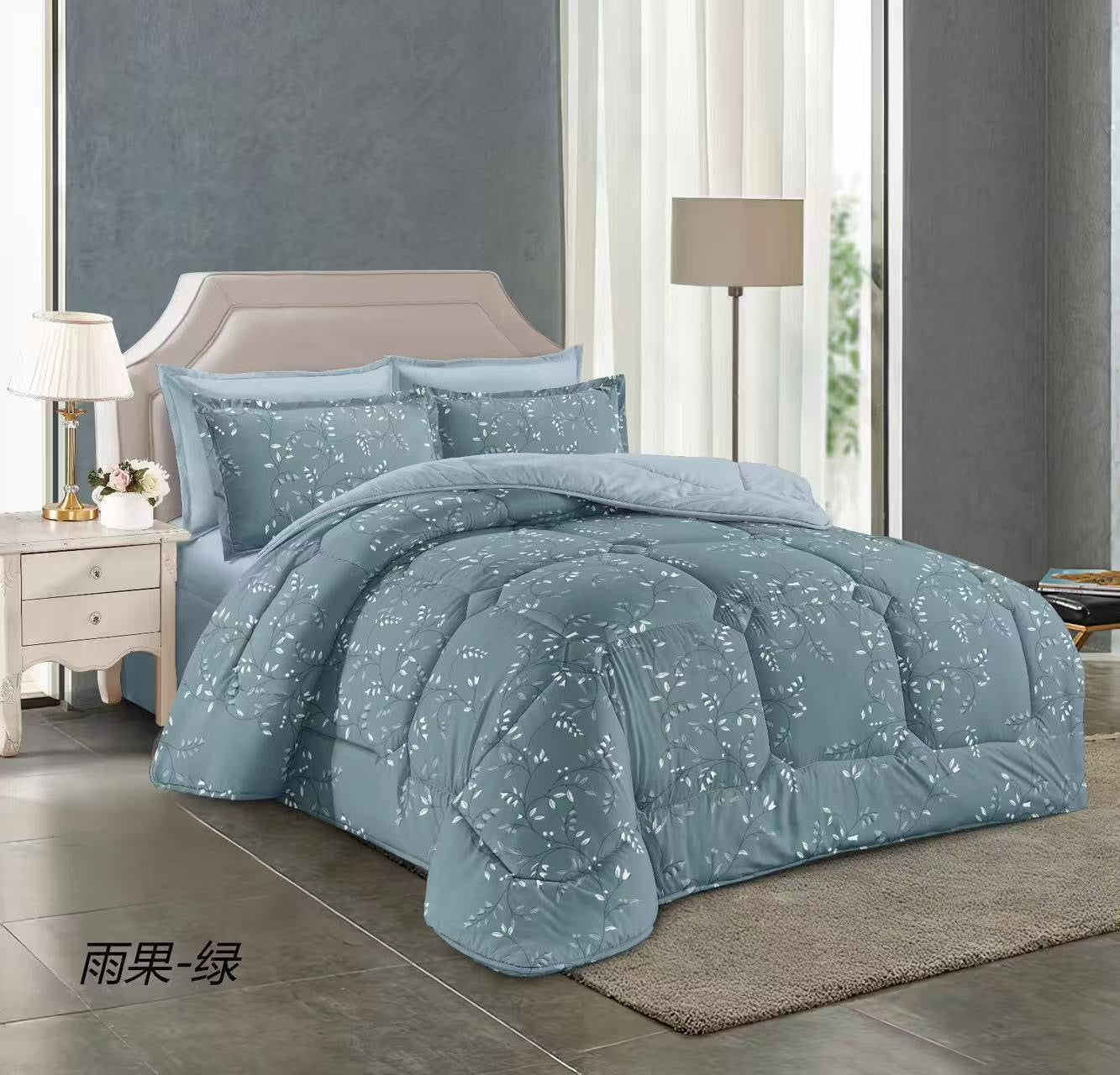 طقم لحاف مقاس كينج بنقشة زهور، 6 قطع - 220 × 240 سم