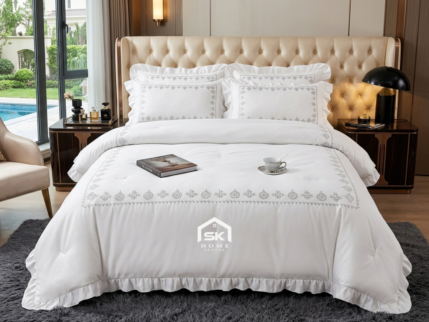 Luxury King Size Embroidery Comforter – Premium 6 Pieces Set (220×240 CM)