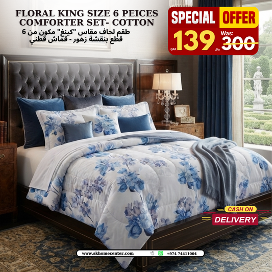Floral 6-Piece Cotton Comforter Set | King Size Bedding Set