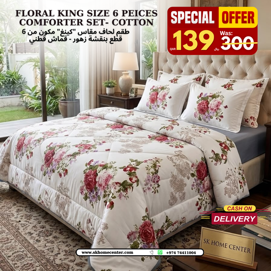 Floral 6-Piece Cotton Comforter Set | King Size Bedding Set