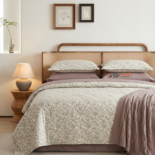 Floral Premium Quality cotton Light weight Quilted Bedspread Set - 6Piece King Size (220x240cm)