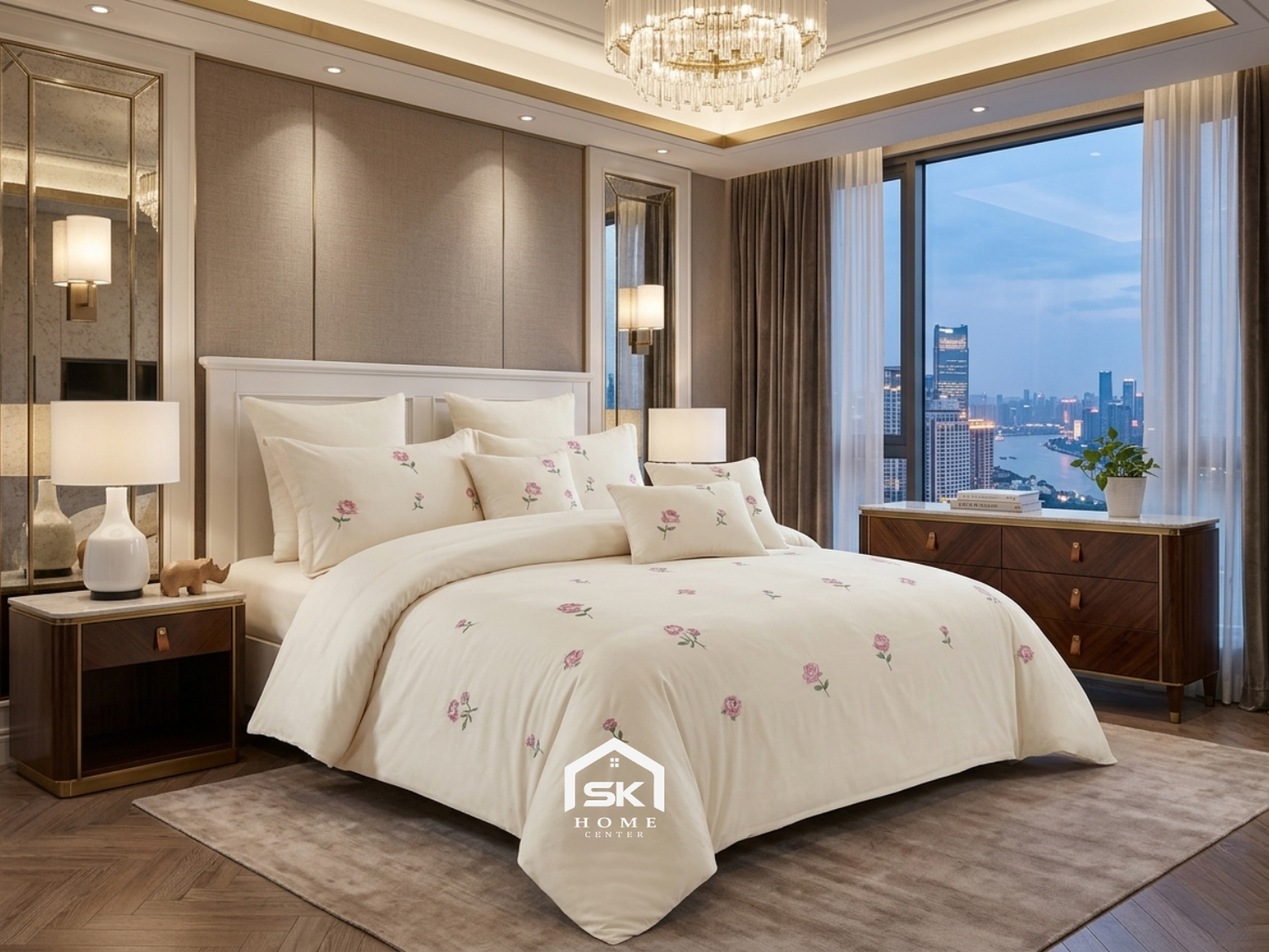 Luxury King Size Embroidery Comforter – Premium 6 Pieces Set (220×240 CM)