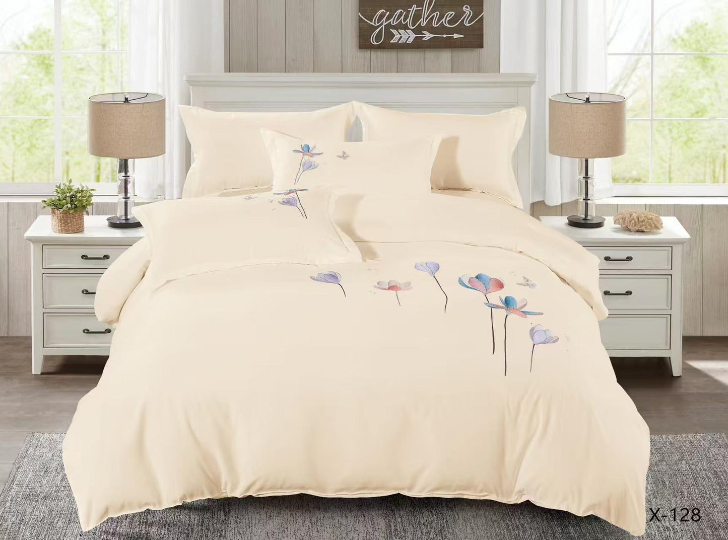 Embroidery designed premium cotton comforter 6pcs set-King