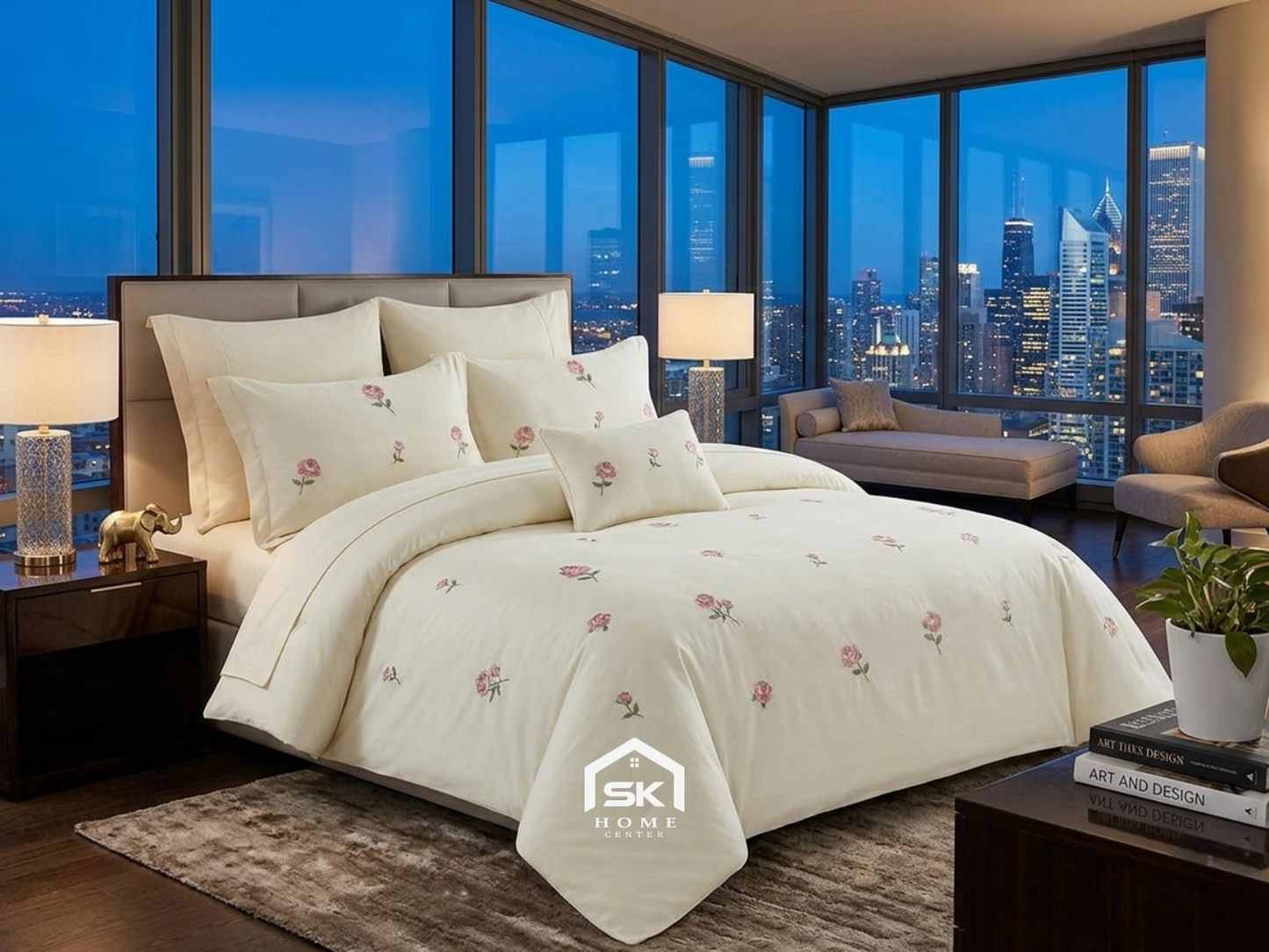 Luxury King Size Embroidery Comforter – Premium 6 Pieces Set (220×240 CM)